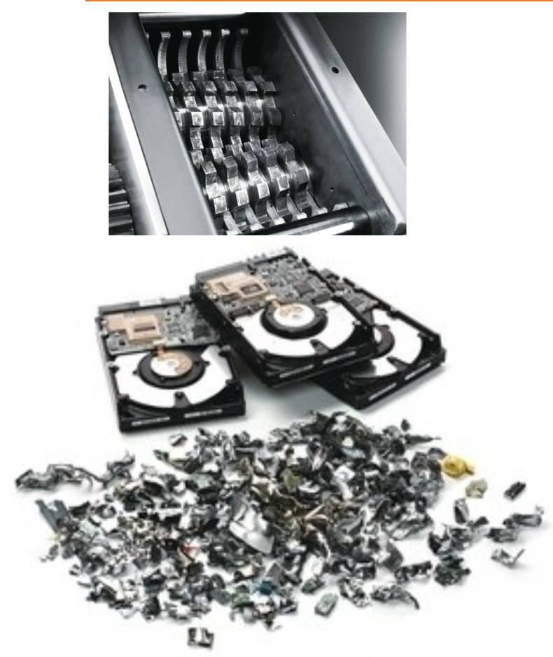 recycler un ordinateur, Broyeur adapter à la destruction de disque dur 