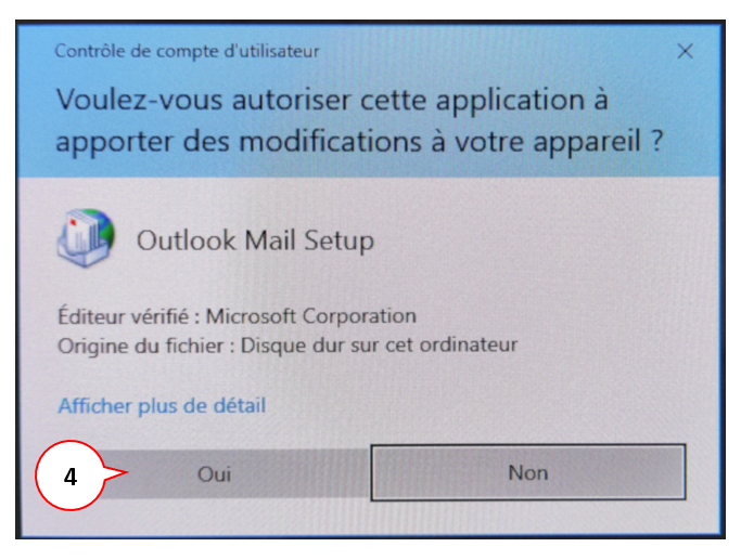 Demande d'autorisation Windows