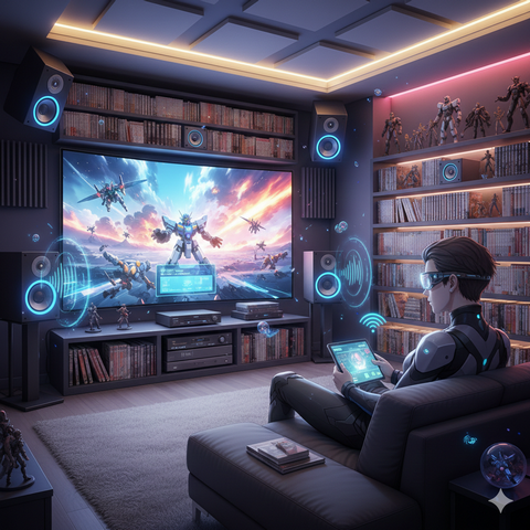 salon futuriste ultra-technologique